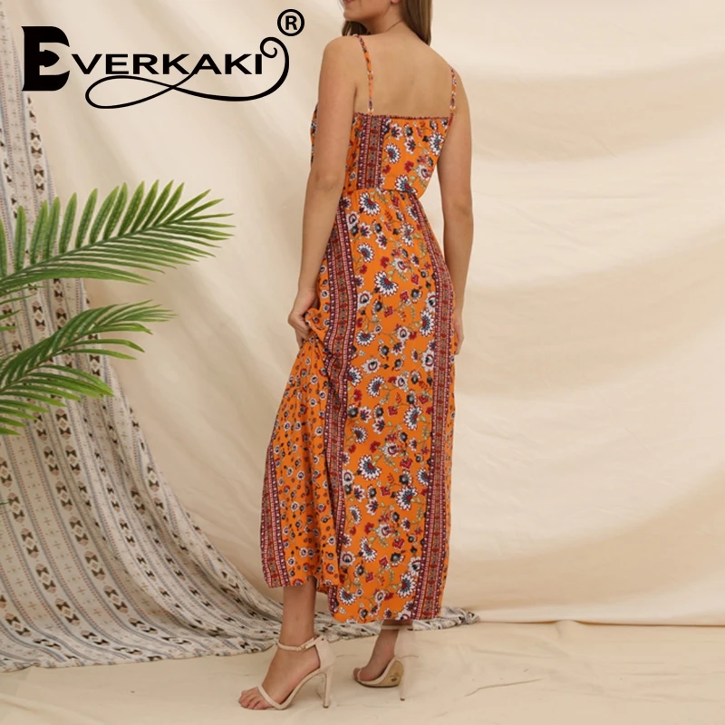 Everkaki/2019 сексуальное летнее женское платье комбинация с v образным вырезом