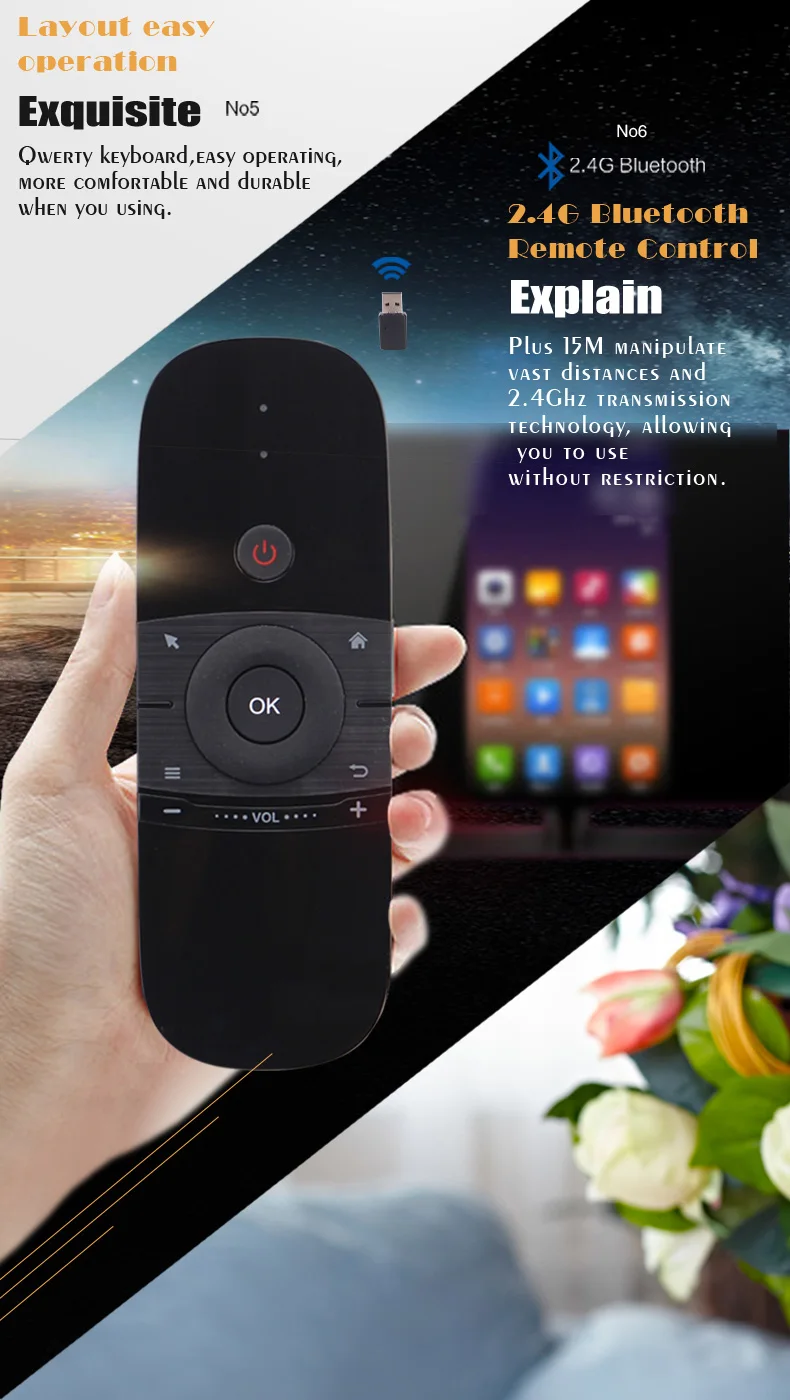 W1 2,4G air mouse беспроводная клавиатура Fly mouse W1 многофункциональный пульт дистанционного управления для Android tv Box/PC/Smart tv/проектор pk g20s