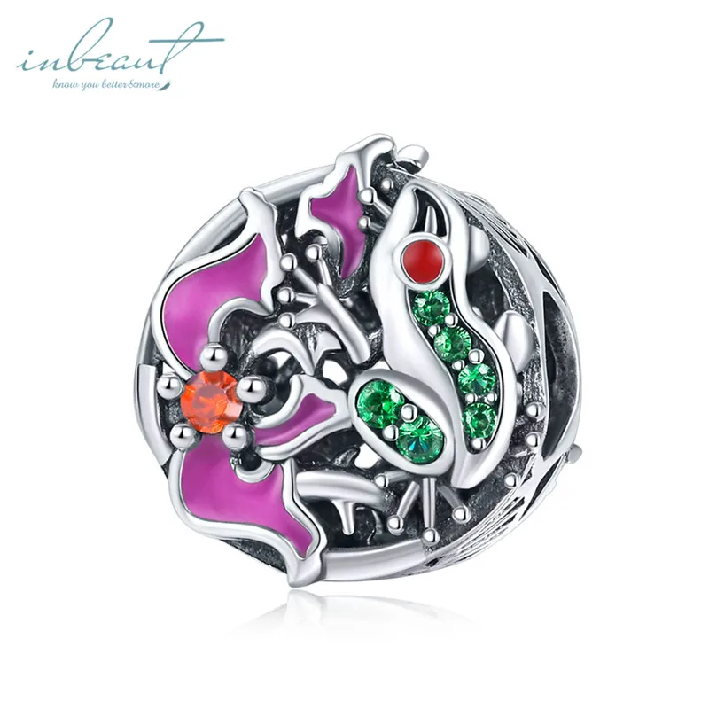 S925 серебро fit Pandora браслет морские очки Маргаритка Русалка Звезда бусины 925 Синий Циркон эмаль Снеговик кошка птица подвеска - Цвет: FSCC852
