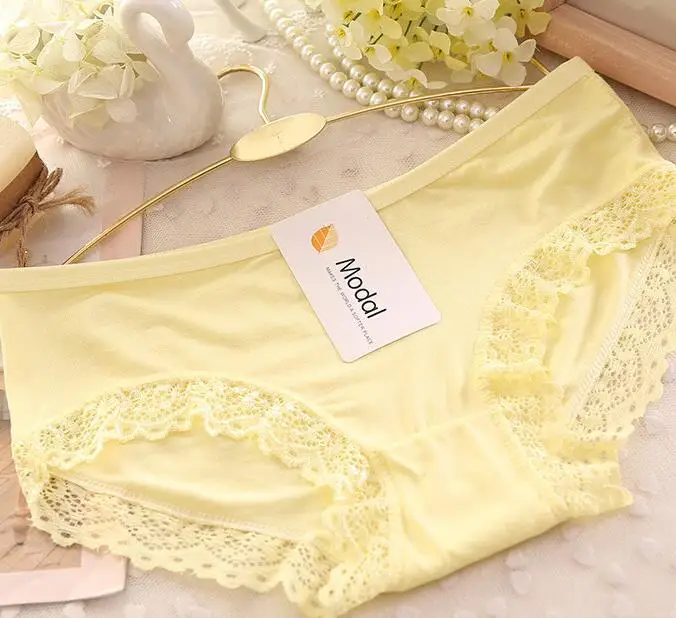 Yellow Горячая Распродажа, Lenceria, сексуальные бесшовный модальный трусики для женщин, нижнее белье, одноцветные кружевные трусики, Calcinha Ondergoed, женские трусы MM01 - Цвет: Yellow