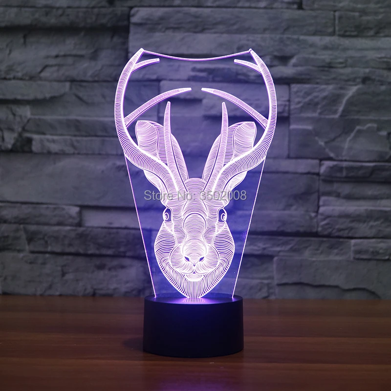 Милый мультфильм лося Форма LED Многоцветный волшебный ночник USB кабель как Дети