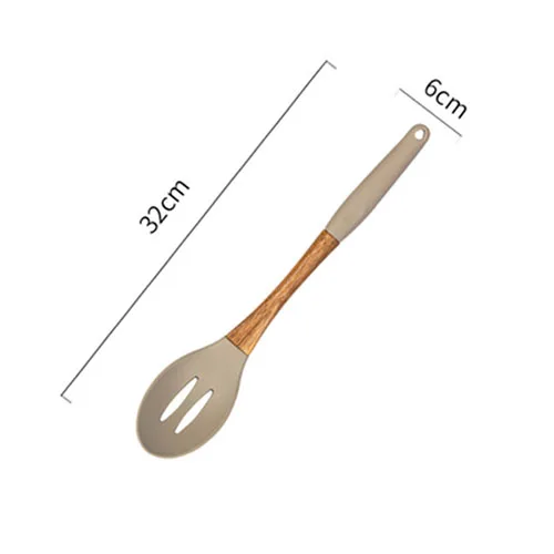 Slotted Spoon 1 шт. деревянный+ силиконовый термостойкий шпатель суповая ложка-Лопатка Тернер ситечко кухонная утварь набор кухонных инструментов - Цвет: Slotted Spoon