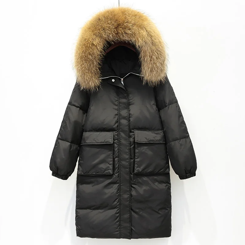 Женский длинный пуховик в Корейском стиле новая зимняя куртка на белом утином