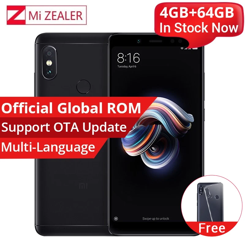 Оригинальный Xiaomi Redmi Note 5 4GB 64GB Смартфон Snapdragon 636 Octa Core 2160x1080 99 дюймов 4000 мА/ч 12MP