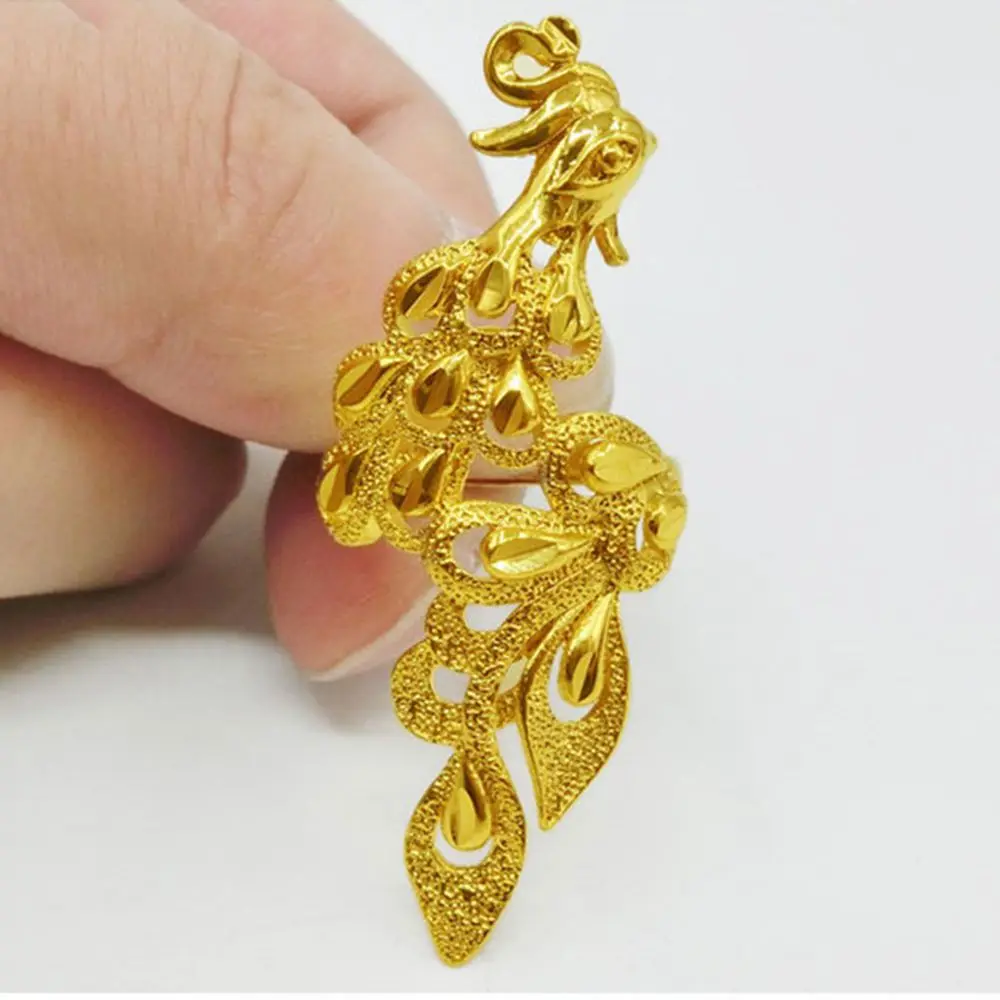 Женское кольцо с Фениксом желтое и Золотое обручальное регулируемым