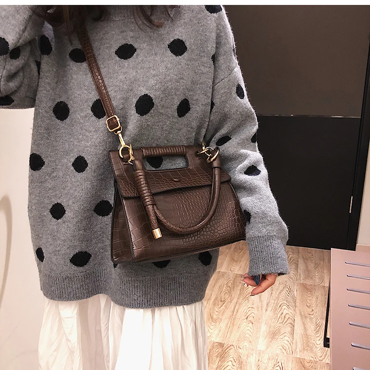 Европейская модная дама Tote Сумка новая качественная женская дизайнерская сумка из искусственной кожи с крокодиловым узором сумки через плечо