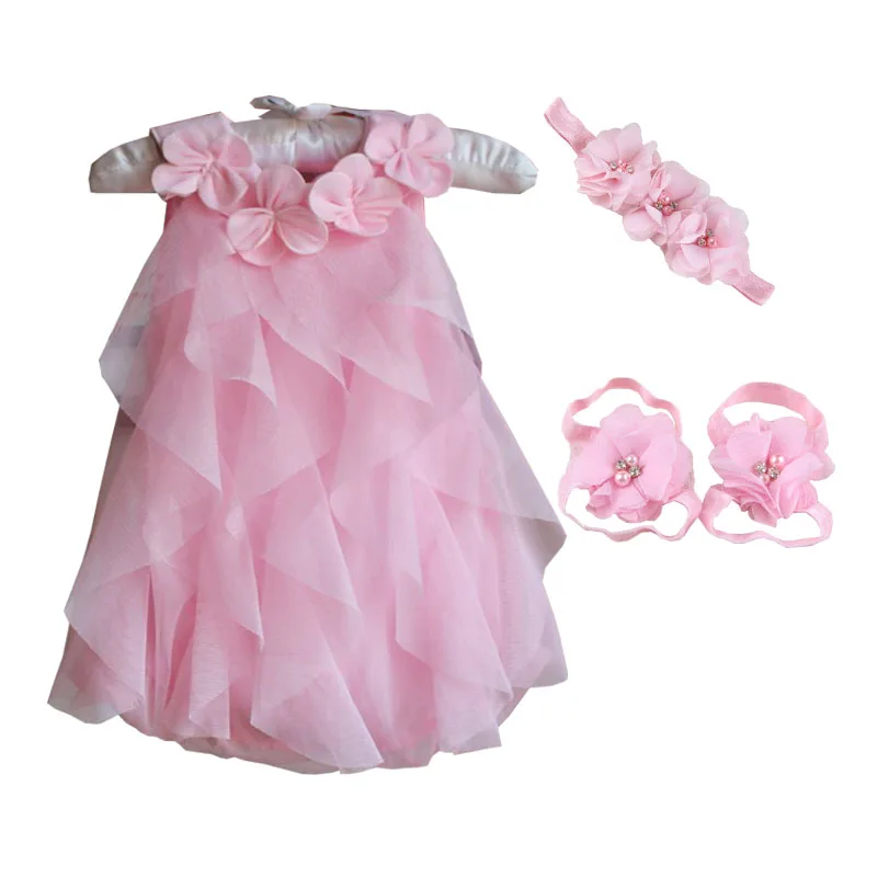 Комплект для маленьких девочек одежда принцессы шифоновые боди + повязка на