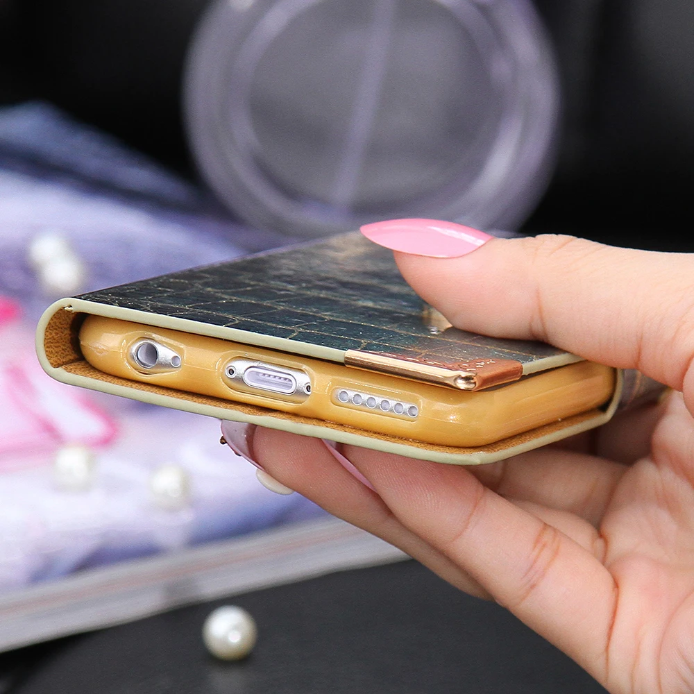 Чехол KISSCASE Bling для iPhone 6 6S Plus Ретро из искусственной кожи 6s Магнитный флип чехол с