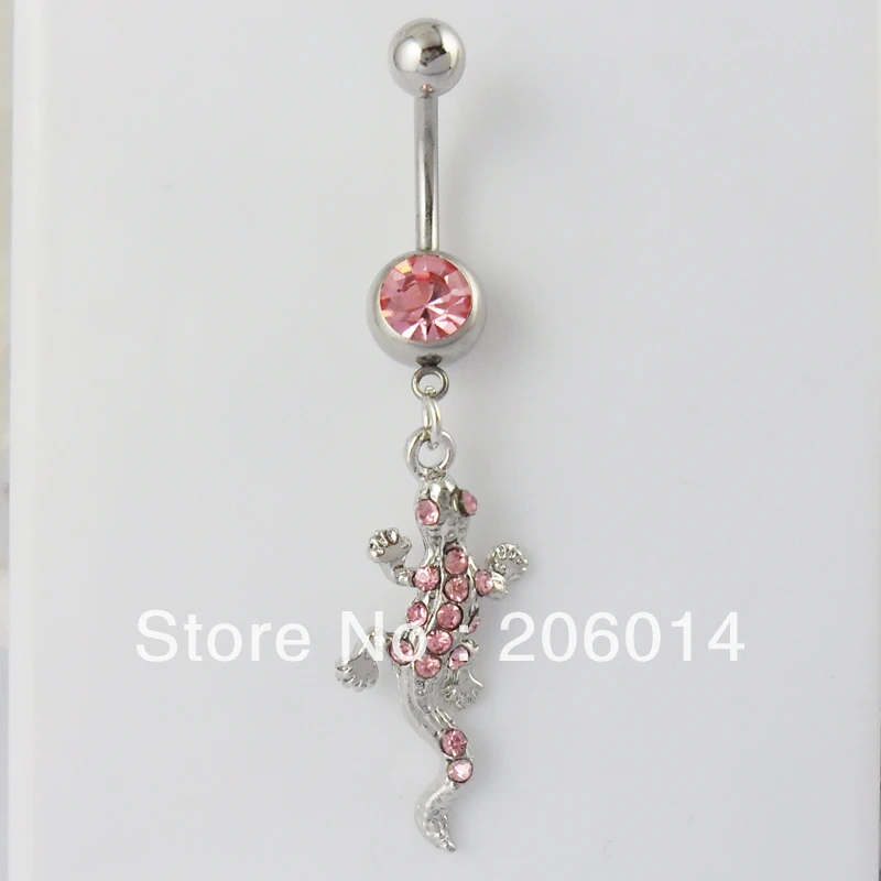 Оптовая продажа кольцо для пирсинга пупка Gecko в прозрачном розовом зеленом цвете