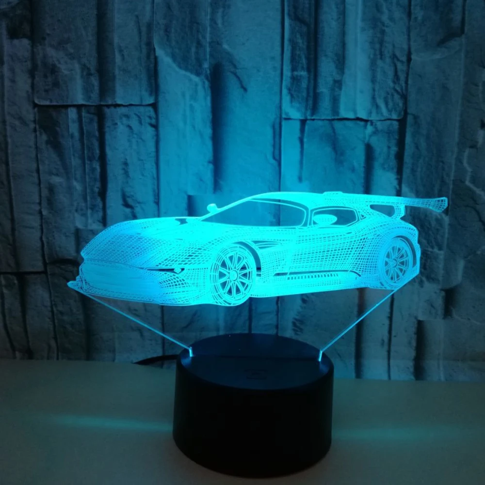 Крутая супер Автомобильная акриловая 3D лампа 7 цветов маленький ночник детские