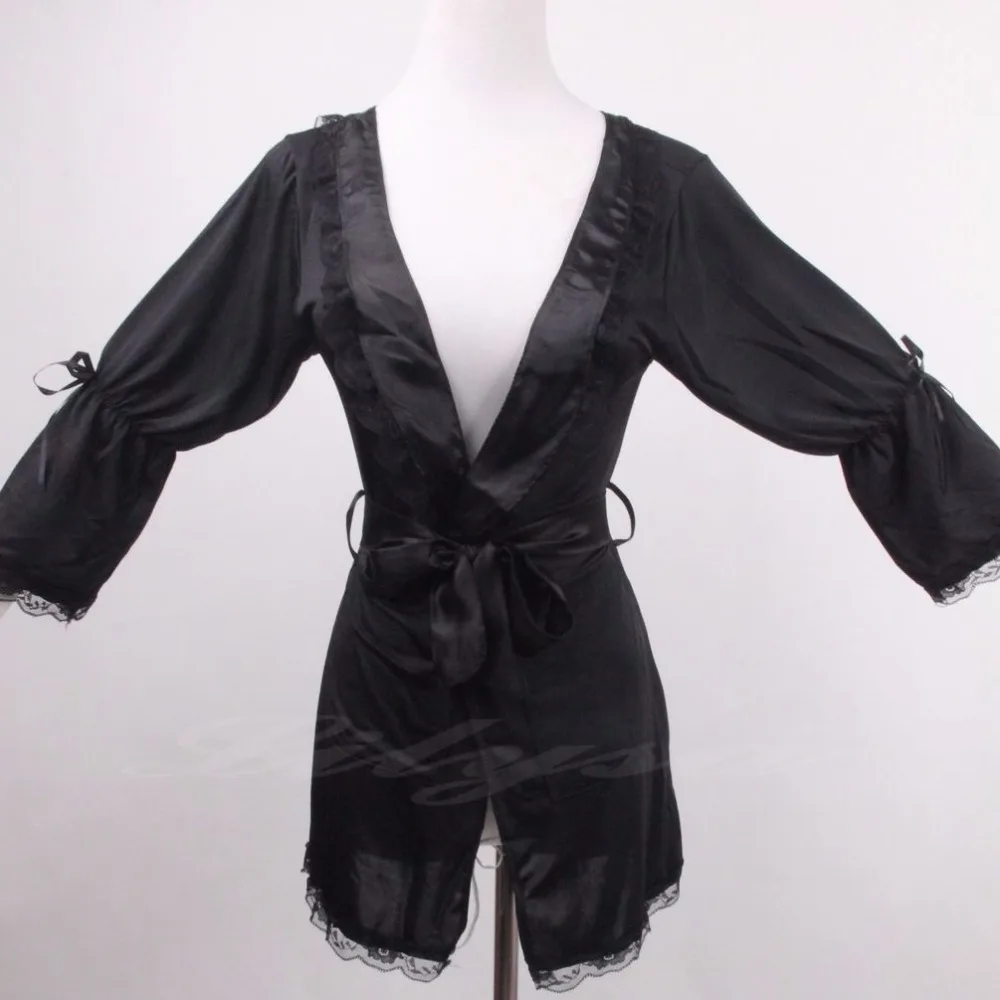 Сексуальное черно белое атласное ночное белье халат Babydoll размер S M L|babydoll size|robe