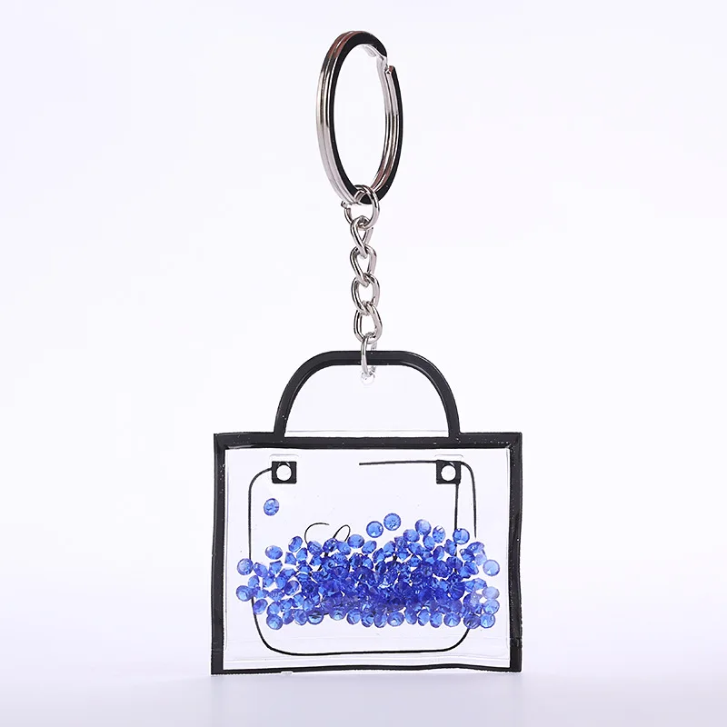 Модный милый прозрачный брелок для ключей в форме сумки с разноцветными