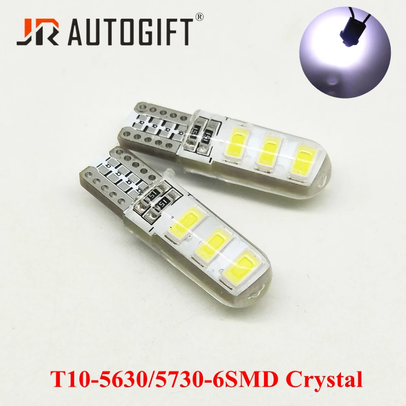 50 шт. Автомобильные светодиодные лампы T10 6smd 5630 5730 хрустальная лампа canbus parking t10