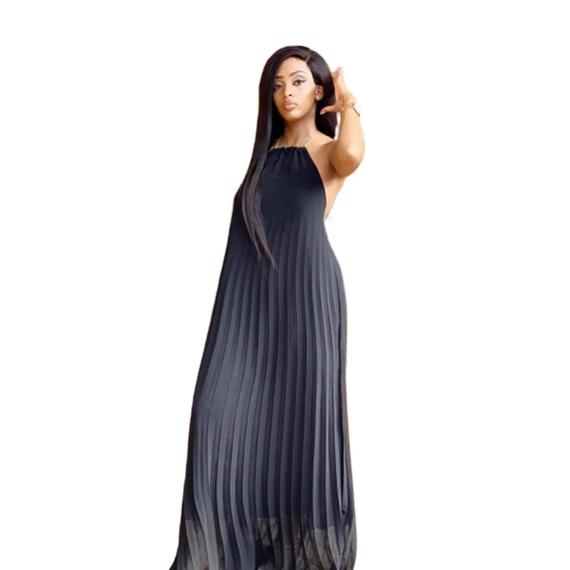 Casual Chiffon Woman Dress Spring Summer Pure Color Boho Maxi Dresses Spaghetti Strap Summer Vestido