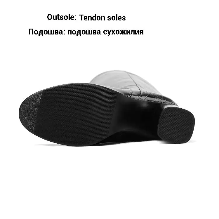 CDAXILAN/Новинка; женские сапоги из натуральной коровьей лакированной кожи; сапоги до колена на высоком квадратном каблуке с боковой молнией; сапоги для верховой езды