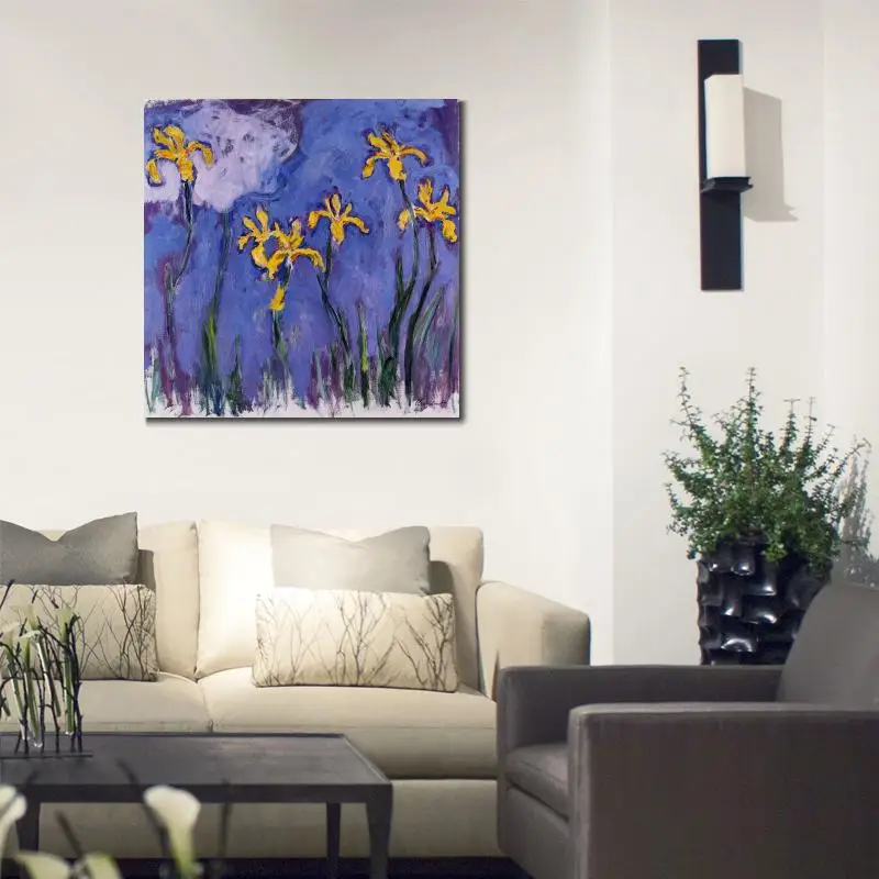 Высокое качество репродукции картин Клода Моне желтые Ирисы с розовым облаком