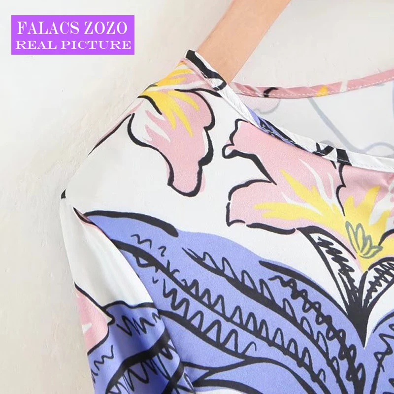 Falacs Zozo Summer Spring Vintage Office Lady Prairie Chic Casual Floral Print Fashion Lantern Sleeves Blouses Shirts Women |