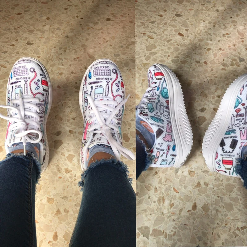 Женские кроссовки на платформе WHEREISART дышащие с принтом для медсестры весна