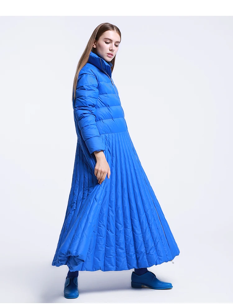 Женская длинная куртка на утином пуху CH261 оригинального дизайна с