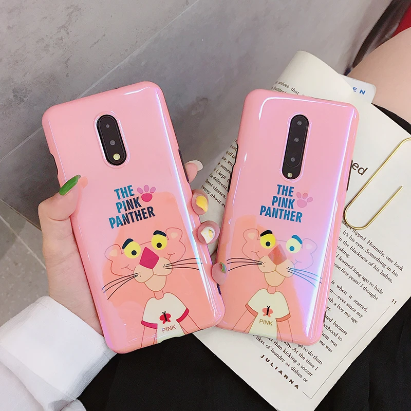 Голубой легкий Чехол для OnePlus 7 Милая Розовая пантера Глянцевая задняя крышка Подарочные чехлы для телефонов для one plus для Oneplus 7 Pro задняя крышка