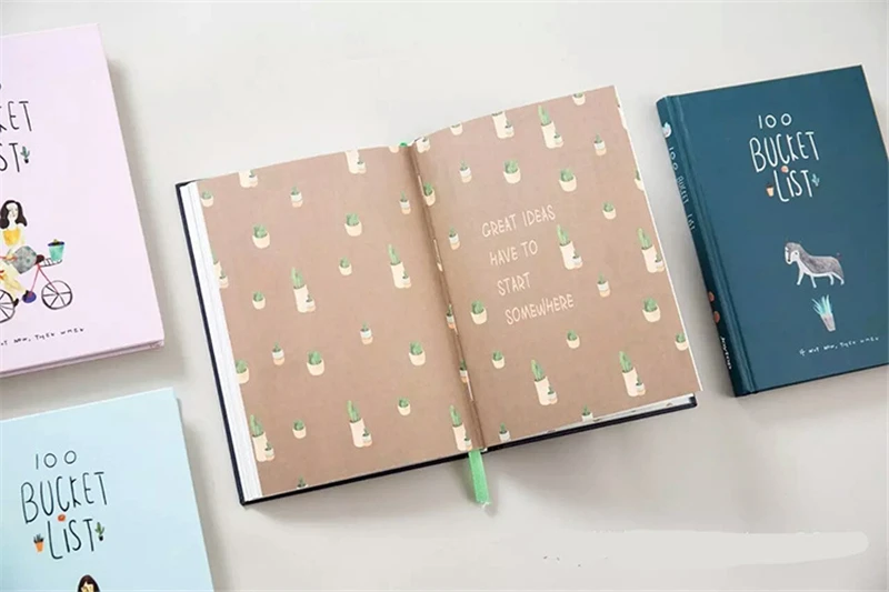Kawaii, корейский блокнот в твердом переплете и журнал, 100 ведро, чтобы сделать список, A5, ежедневник,, блокнот, Filofax, набор канцелярских принадлежностей