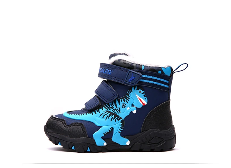 Dinoskulls Boys High Boots Children Warm Fleece Boots Kids Boys Winter Warm Shoes Light Up Led Shoes Boys T-REX Boots 27-34