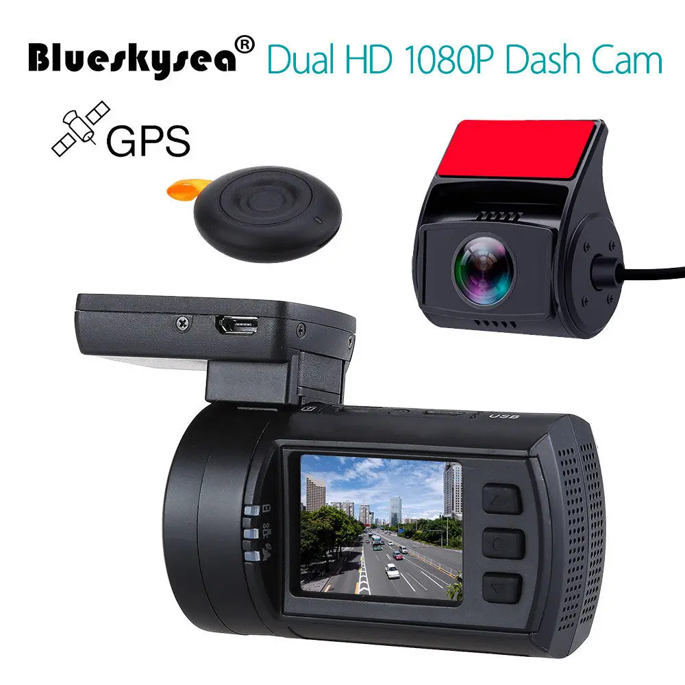 Blueskysea Оригинальный мини приборная панель 1080 P Dual Car регистраторы gps DVR Voiture