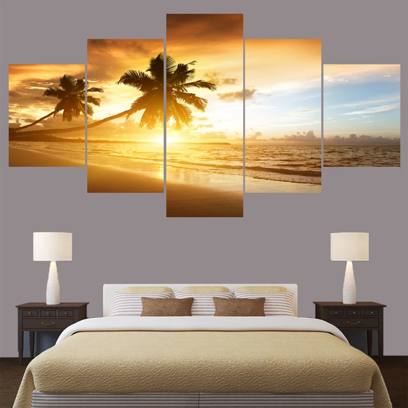 Home Decor Sunset Beach Landscape Paintings Wall Art Picture Canvas Painting Calligraphy For Living Room Bedroom | Дом и сад