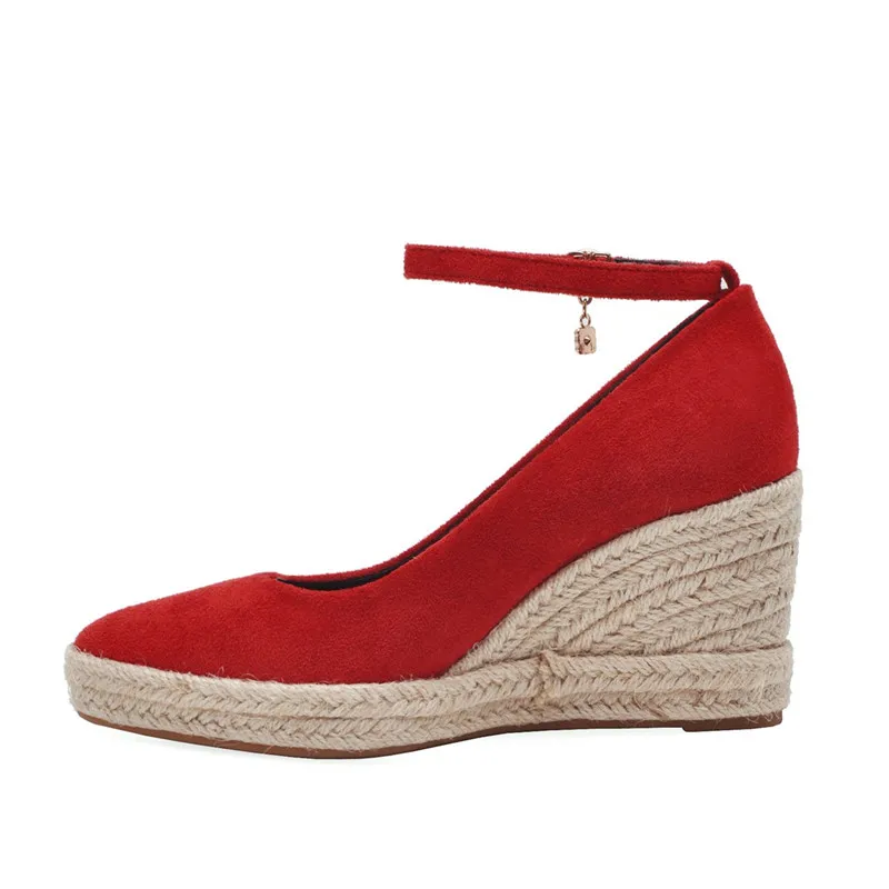 YMECHIC/Женская обувь на танкетке с ремешком щиколотке в стиле ретро цвет коричневый