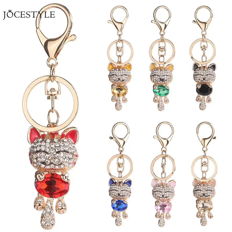 Женский брелок с кристаллами в виде кошки|fashion key ring|key ringcat keychain |