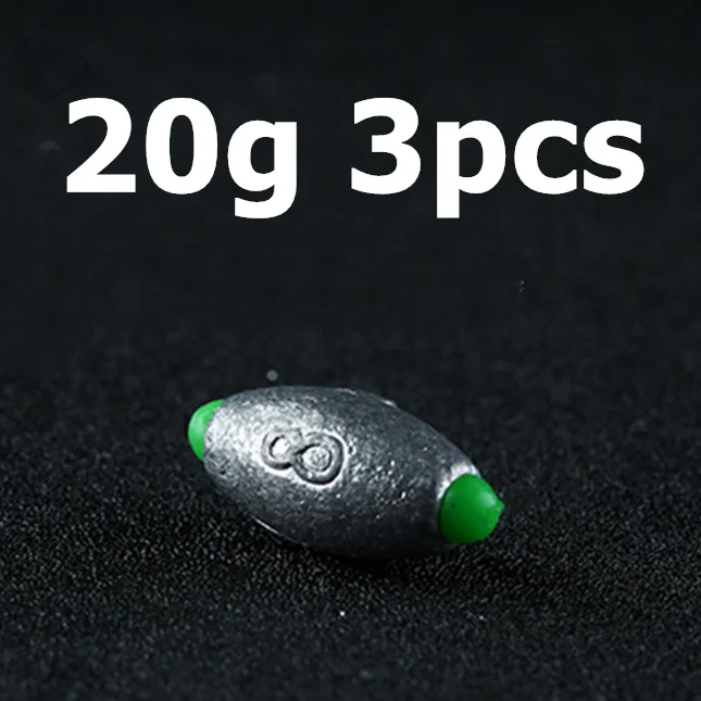 20g 3pcs 3g/5g/7g/10g/14g/20g Быстрый в форме оливы грузило рыболовный свинец осень крюк Разъем открытие рот линия грузики круглый раскол - Цвет: 20g 3pcs