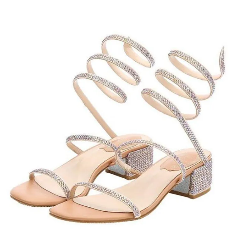 

2019 Best-selling New Open Shoes Woman Summer Sandals Fashion Rhinestone Shoes Thick Heel Women Sandals