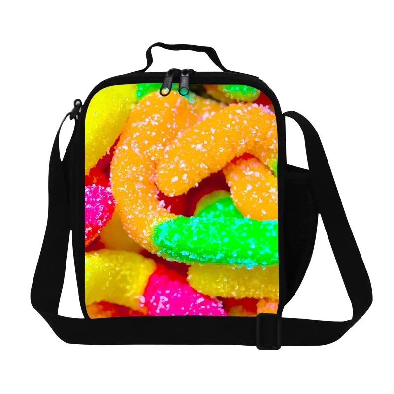 Портативная Детская сумка для ланча с принтом конфет женская маленькая