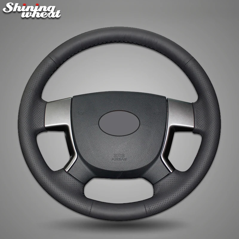 

BANNIS Hand-stitched Black Genuine Leather Car Steering Wheel Cover for Geely EMGRAND EC7 EC715 EC718