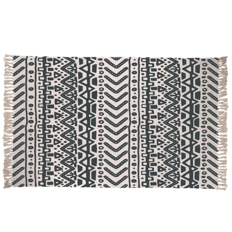 Woven Cotton Linen Тканый марокканский ковер с геометрическими полосками и кисточками, хлопок, ручная работа, прочный машинная стирка, ковер для спальни/гостиной/двери - Цвет: Woven Cotton Linen