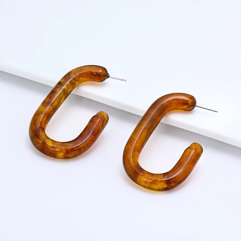 8Seasons Punk Style Coffee Color Resin U-Shaped Drop Earrings For Women Club Party Simple Dangle Jewelry Accessories | Украшения и