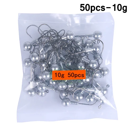 10g for 50pcs Goture 50 шт. свинцовые рыболовные крючки 1 г-20 г джиг Крючки для мягкой рыбалки приманки из углеродистой стали рыболовные крючки tete plomb avec hamecon - Цвет: 10g for 50pcs