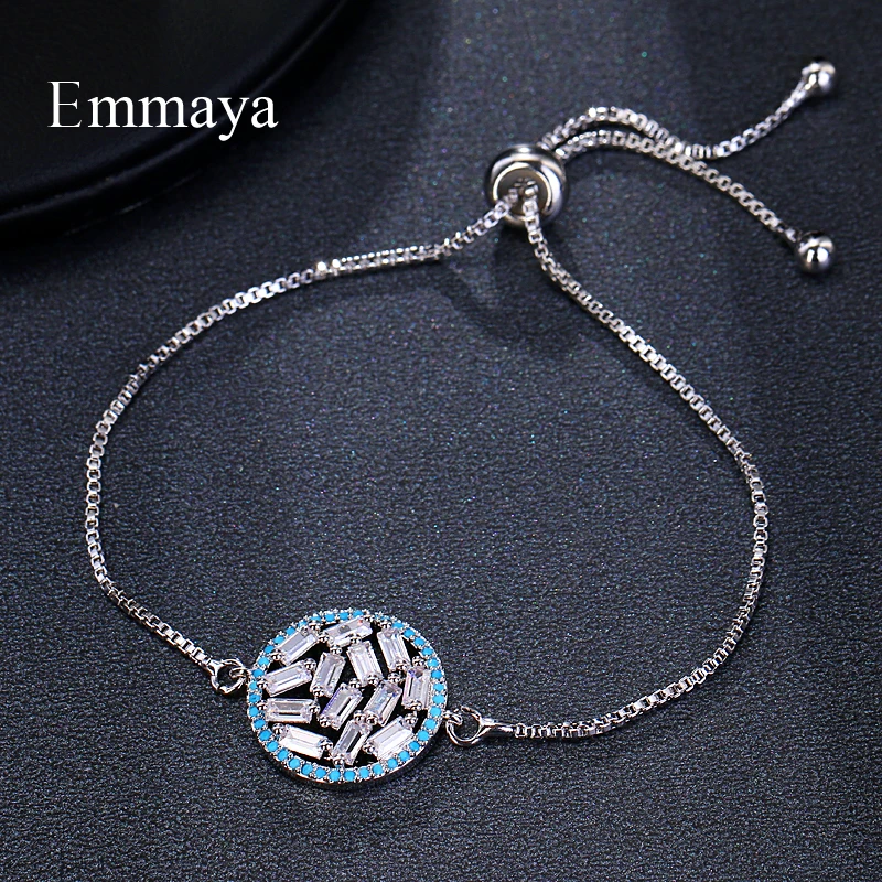 Новый простой круглый регулируемый браслет EMMAYA для женщин Серебристый с