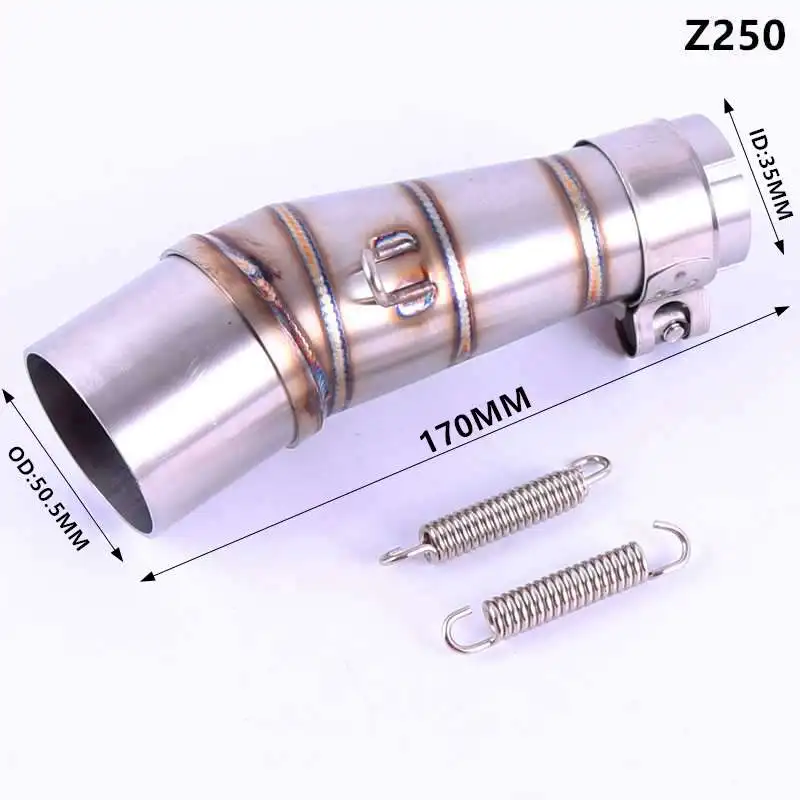 z250-170mm Средняя выхлопная труба мотоцикла для Kawasaki Z250 08-15 ниндзя 300 2013- ниндзя 250R 2008-2012 R25 ER6N адаптера переменного тока - Цвет: z250-170mm