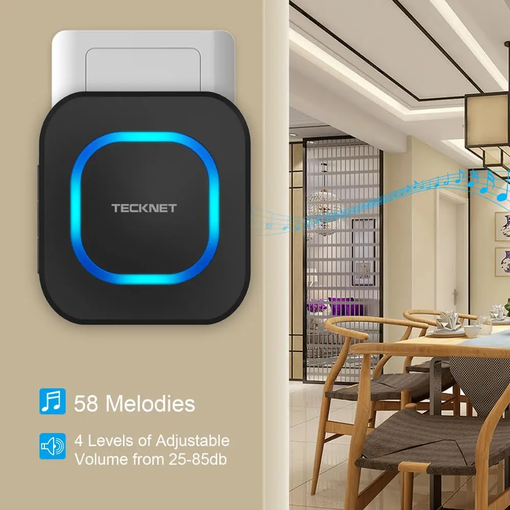 TeckNet Беспроводной дверной звонок Водонепроницаемый IP55 с двойными стенками