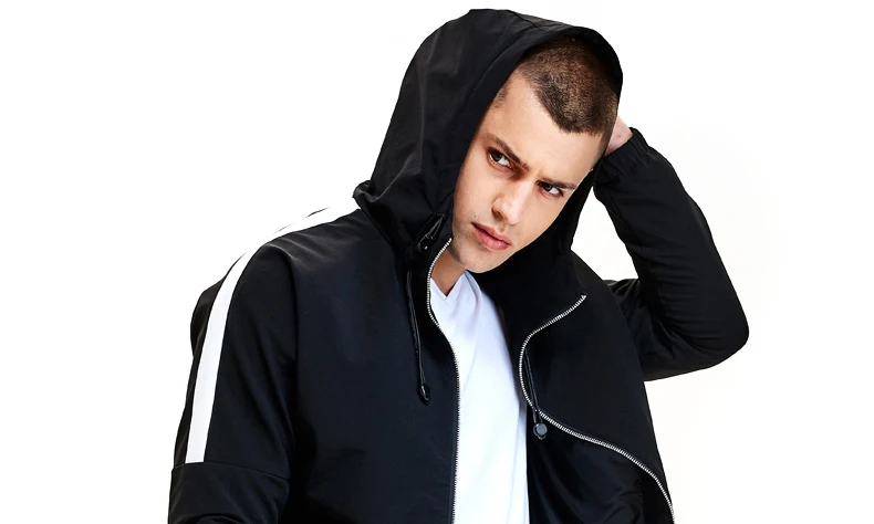 BOSIBIO бренд Для мужчин пиджак Slim Fit бомбер Демисезонный легкий черный мужской пальто с капюшоном Высокое качество M-4XL 9217