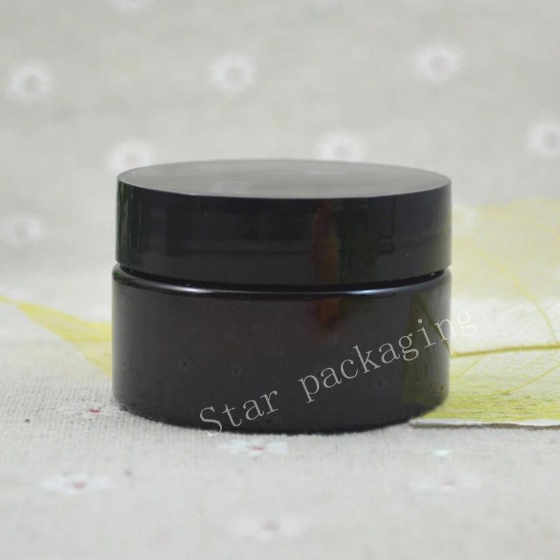 

50pcs/30g brown Plastic empty sample cream jar 30ml skin care round cream containers 1oz small plastic pot cosmetic bottle