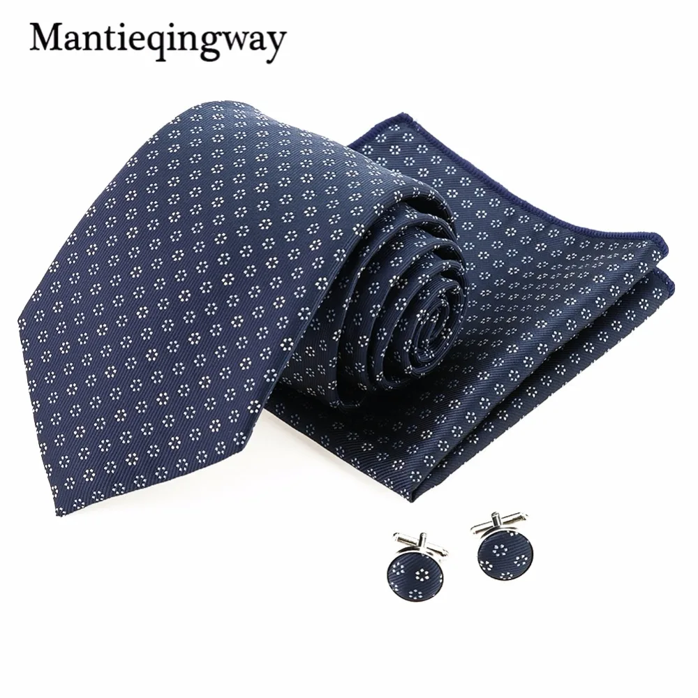 Mantieqingway 60 цветов галстук носовой платок Запонки Наборы для мужчин бизнес цветочные полосы печатных шеи галстук носовой Запонки Набор