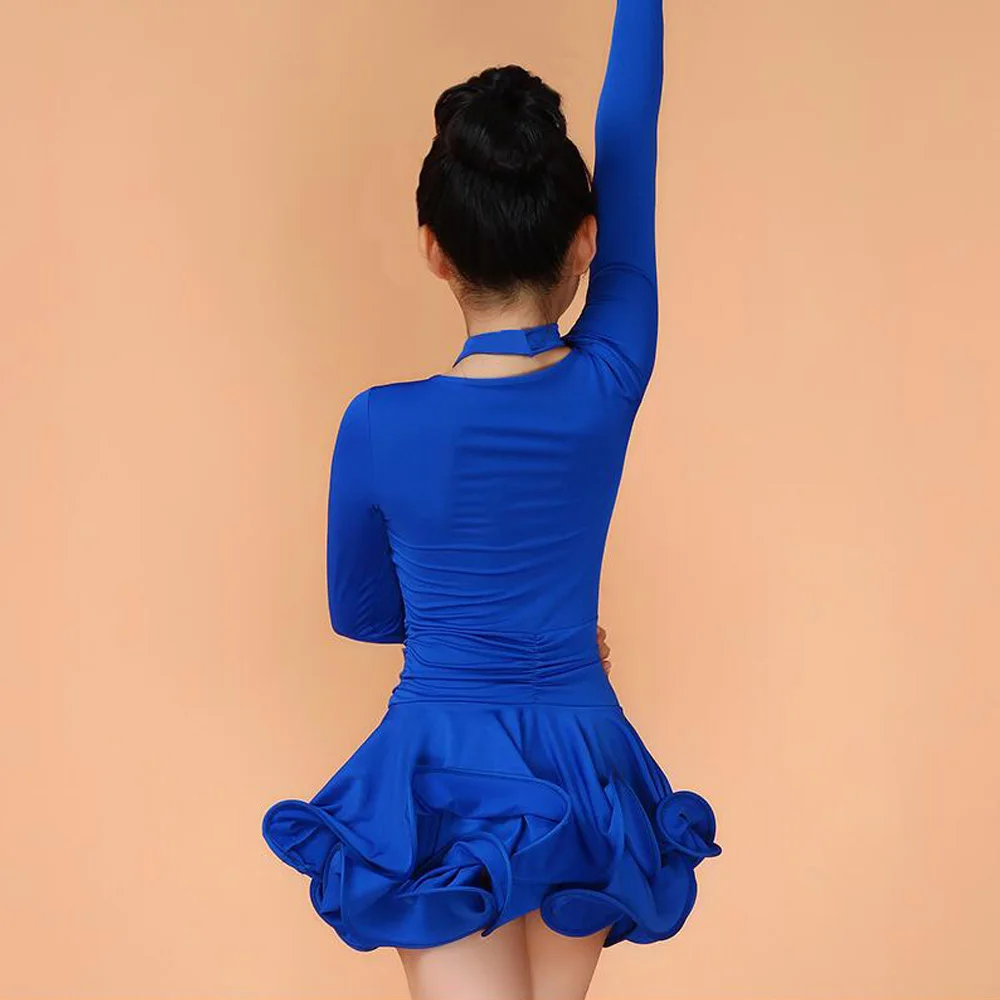 Платье с длинными рукавами для девочек латиноамериканских танцев детские