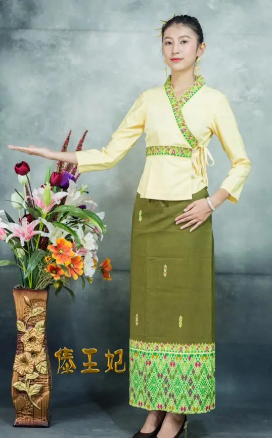 Woman No accessories Юго-Восточная Азия Лао Kampuchea Бирма Таиланд отель рабочая одежда Осень Зима Комбинезоны с длинными рукавами buff официант магазин рабочие костюмы - Цвет: Woman No accessories