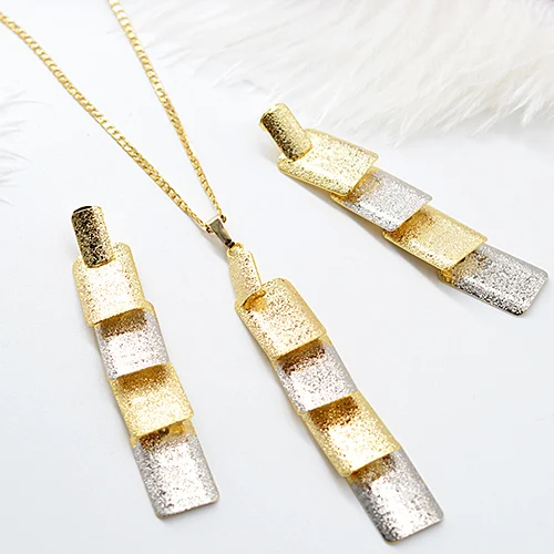 Earrings Necklace Солнечный Электрический вездеход на ДУ длинные квадратные серьги подвеска ожерелье комплекты украшений для женщин вечерние свадебные юбилей - Окраска металла: Earrings Necklace