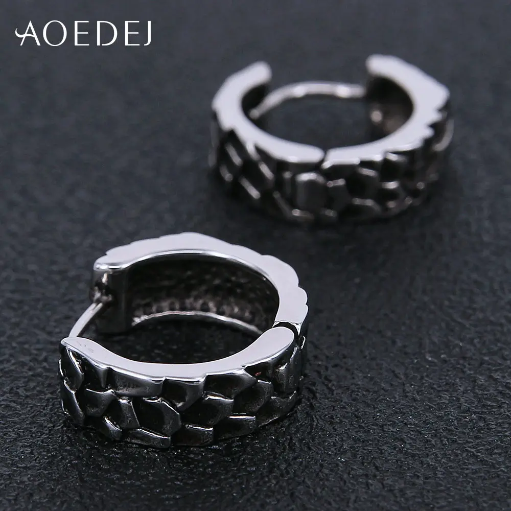 AOEDEJ, чешуя дракона, черный крест, серьги-кольца, мужские, нержавеющая сталь, панк серьги для мужчин, байкер, буклы, D oreuilles Femmes