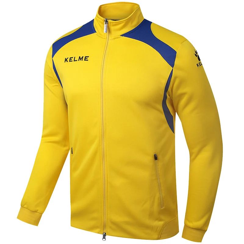 Yellow KELME мужские тренировочные куртки с длинным рукавом для футбола, удобные спортивные куртки для фитнеса и йоги, футбольные Джерси KMC160001 - Цвет: Yellow