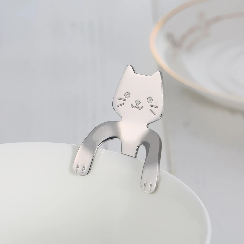 1 шт. Нержавеющая сталь мини Cat ложка c длинной ручкой для молочного коктейля Кофе