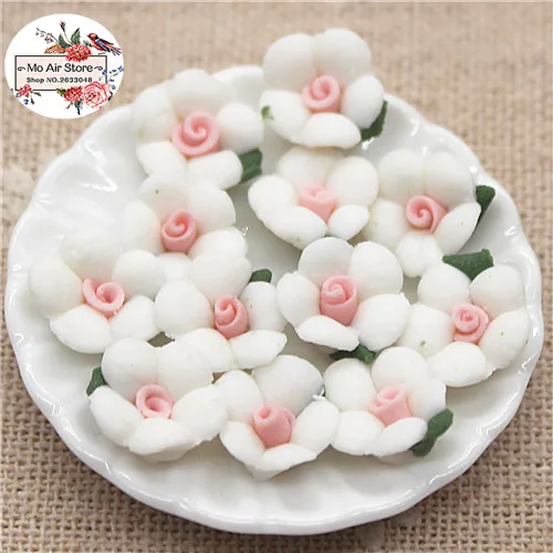 white 50pcs 50 шт 10 мм Разноцветные керамические цветы ручной работы с плоским основанием Кабошон DIY украшения для телефона без отверстия - Цвет: white 50pcs